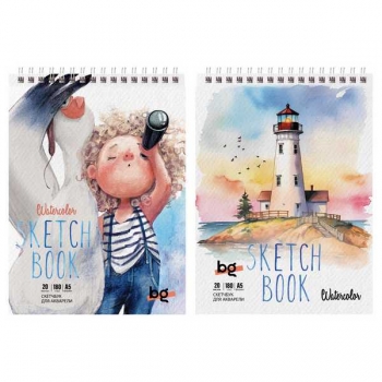 Скетчбук-блокнот А5 20л. на гребне BG Поднять паруса!, 180г/м2, матовая ламинация, для акварели арт.СА520гр_58074