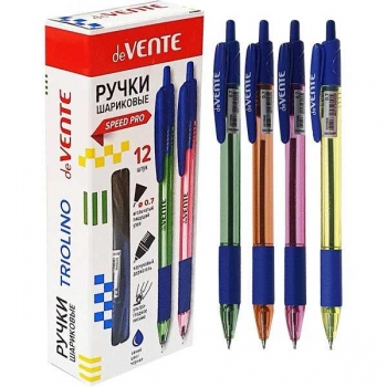 Ручка автоматическая deVENTE Triolino Neon, 0.7мм, полупрозр. трехгран. корп  арт.5070906