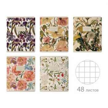 Тетрадь 48л в клетку Bruno Visconti FLORA.GARDEN, ассорти 5 видов арт.7-48-1396