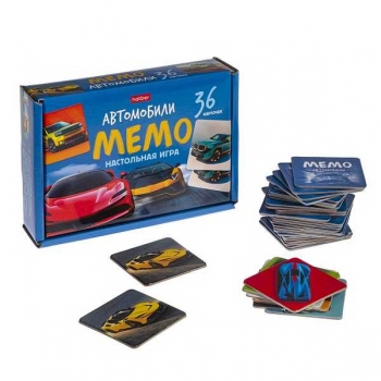 Игра  Hatber настольно-печатная МЕМО Автомобили, 36 карточек арт.36ИнМ_35002