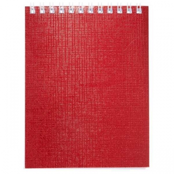 Блокнот А6 40л на гребне Hatber METALLIC в клетку, бумвинил, красный арт.40Б6бвВ1гр/066846