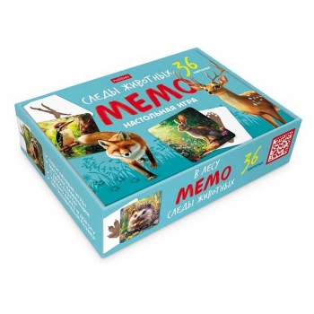 Игра  Hatber настольно-печатная МЕМО Следы животных. В лесу, 36 карточек арт.36ИнМ_33903
