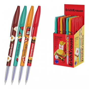 Ручка шариковая ErichKrause Slender Stick Cheat Meal, 0.7, игольч. узел, одноразовая, синяя арт.65368