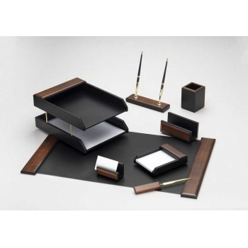 Набор настольный из дерева, 8 предм. с 2 ручками (цвет натуральное коричневое дерево / черный МДФ) арт.T8G-1A