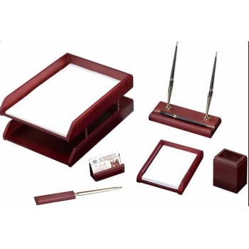 Набор настольный из дерева, 6 предм. с 2 ручками (цвет красное дерево) арт.M6C-25A