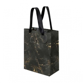 Пакет подарочный 18х23х10см бумажный Bruno Visconti CARRARA.BLACK,210 г/м2,фольгир,мат.ламин. арт.2-851/12