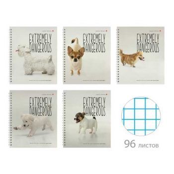 Тетрадь 96л в кл. Альт ОСОБО ОПАСНЫЕ СОБАЧКИ на СПИРАЛИ, ассорти 5 видов арт.7-96-1353