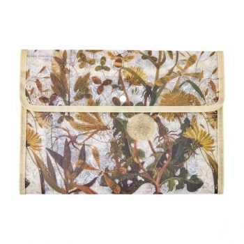 Папка-конверт А4 на кнопке Bruno Visconti  FLORA.SUMMER GREENS,400мкм,с окант,c текстильной вставкой арт.14-030/13