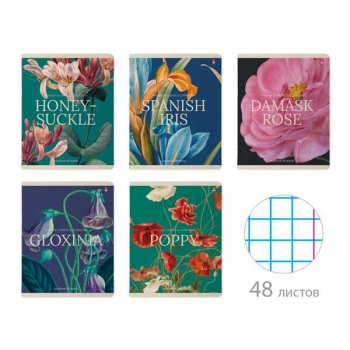 Тетрадь 48л в клетку Альт ЦВЕТЫ. ФЕЕРИЯ NEW, ассорти 5 видов арт.7-48-698