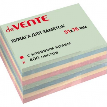 Клейкая бумага д/заметок deVENTE (51*76мм) 400л, 4 паст.цвета, 8 слоев арт.2010527