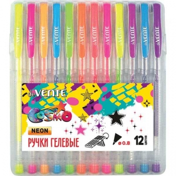 Ручки гелевые 12 цв. набор, deVENTE Cosmo Fluo неоновые флуоресцентные цвета, в пласт.кор арт. 5051037