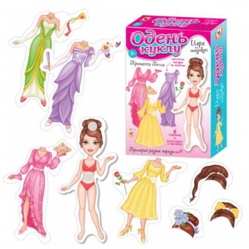 Игра настольная    Русский стиль Одень куклу. Принцесса Белла, на липучках,  картонная коробка, 3+  арт.03189