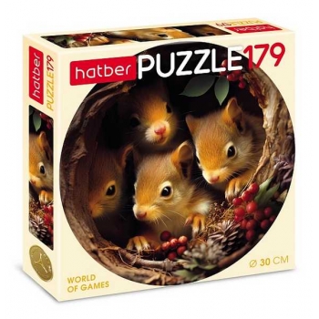 Пазл 179 эл. Hatber Лесные малыши, круглый d=300мм арт.179ПЗк4_31688