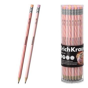 Карандаш ErichKrause HB ч/гр. с ластиком Prima Cat, круглый, пластиковый, ассорти арт.65385