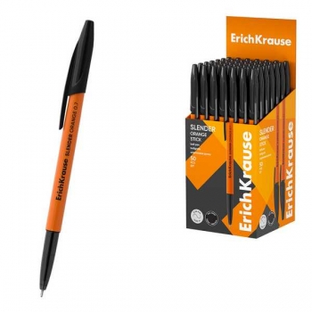 Ручка шариковая ErichKrause Slender Stick Orange, 0.7, игольч. узел, одноразовая, черная арт.63090