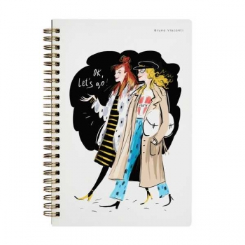 Тетрадь А5 60л в клетку на спирали Bruno Visconti Стильные подруги, обложка картон, матовая ламинация арт.7-60-201/09