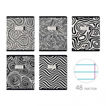 Тетрадь 48л в линейку Bruno Visconti BLACKWHITE.AVANT-GARDE, ассорти 5 видов арт.7-48-1367