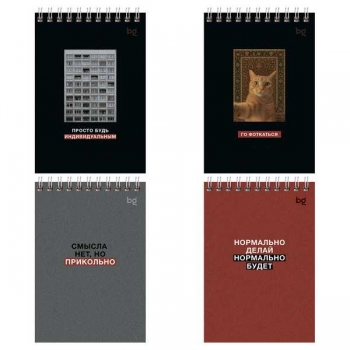 Блокнот А6 40л на гребне BG Раньше было лучше в клетку арт.Б6гр40 62549