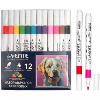 Маркеры набор 12шт/12цв. акриловые deVENTE ClassicPastel c пулевидным наконечником  арт.5044500