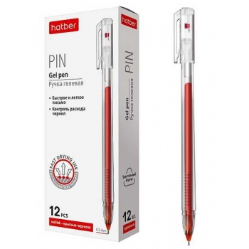 Ручка гелевая Hatber Pin, 0.5, игольч. узел, трехгран. корпус, красная арт.GP_064533