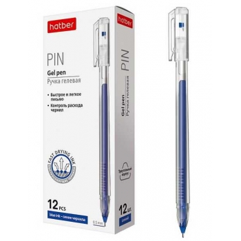 Ручка гелевая Hatber Pin, 0.5, игольч. узел, трехгран. корпус, синяя арт.GP_064524