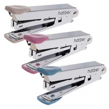 Степлер 10 (12л) Hatber Mist, МЕТАЛЛИЧЕСКИЙ, с антистеплером, захват 50мм, ассорти арт.DS_085943