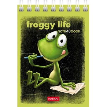 Блокнот А7 40л на гребне Hatber Лягух Кир в клетку, ассорти 6 видов арт.40Б7В1гр/081184