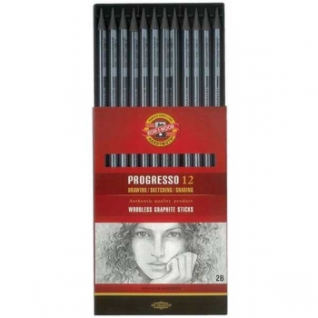 Карандаш KOH-I-NOOR Progresso цельнографитный в лаке без дерева арт.8911/2B