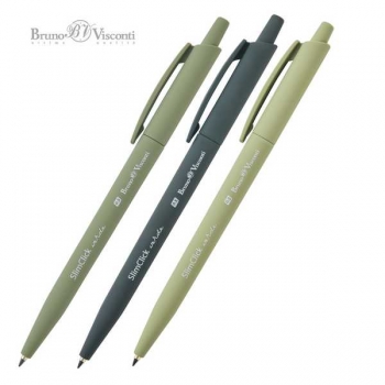 Ручка шариковая автоматическая Bruno Visconti SlimClick.Verde, 0.5мм, синяя, корпус ассорти арт.20-0508