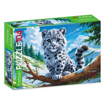 Пазл 104 эл. Hatber ECO Снежный барсик, 220х320мм арт.104ПЗ4_34624