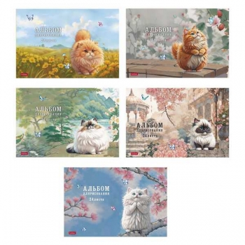 Альбом для рисов. А4 24л. на скрепке Hatber Пухляши, ассорти арт.24А4лтВ/091475