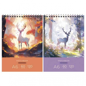 Скетчбук-блокнот А6 60л. на гребне BG Сказочный олень, 120г/м2, глянцевая ламинация арт.СА660гр_61990