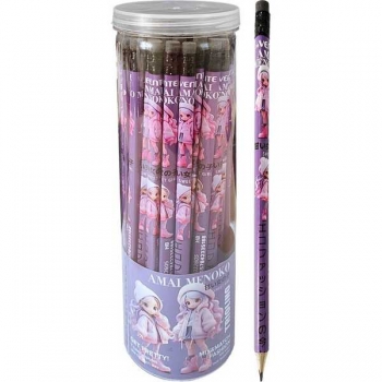 Карандаш deVENTE HB ч/гр. с ластиком, Amai Menoko, трехгранный, заточенный арт.5032605