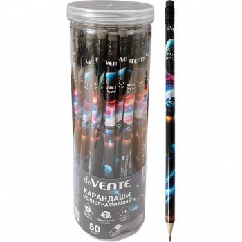 Карандаш deVENTE HB ч/гр. с ластиком, Turbo Galaxy, трехгранный, заточенный арт.5032607