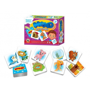Игра настольная    Русский стиль МЕМО.Парочки.Кто где живет?, картонная коробка, 3+  арт.02450