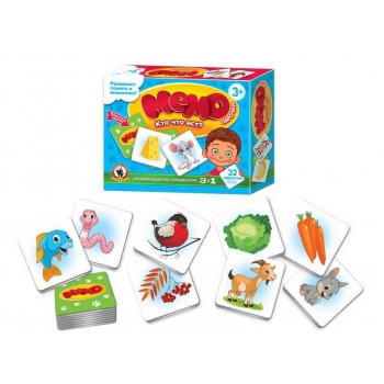 Игра настольная    Русский стиль МЕМО.Парочки.Кто что ест?, картонная коробка, 3+  арт.02453