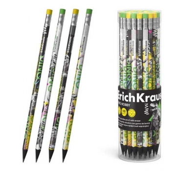 Карандаш ErichKrause HB ч/гр. с ластиком Dino Hobby, трехгранный, пластиковый, ассорти арт.62774