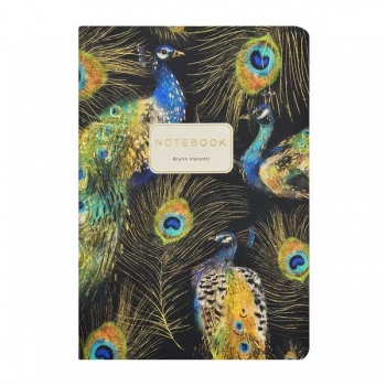 Тетрадь 40л в клетку Bruno Visconti FAUNA.Павлины крепление-декор. нить арт.7-40-001/209