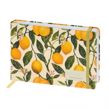Скетчбук 213*146мм 48л.на резинке Bruno ViscontiSKETCHBOOK.FLORA.PARADISE.LEMON,180г/м2,белая бум,тв.обл  арт.1-610/01