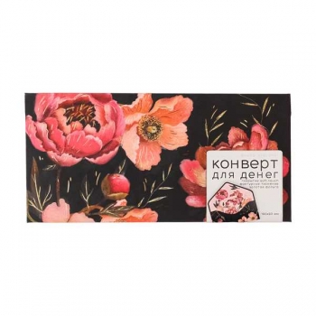 Конверт для денег 93*190мм Bruno Visconti Флора.Розовое цветение,soft-touch,фактурное тиснение,зол.фольга арт.2-822/06