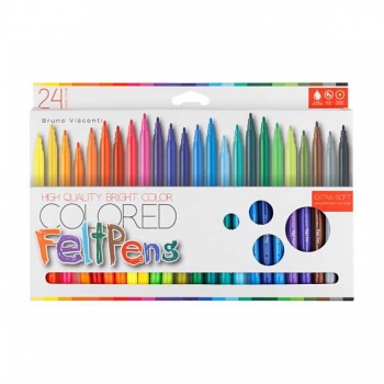 Фломастеры Bruno Visconti  24цв BRIGHT COLORS,  в картонной уп.  арт.32-0075