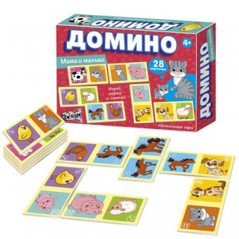Игра настольная    Русский стиль Домино. Мама и малыш, Цена Бум!Игра, 28 карточек, картонная коробка, 4+  арт.04517