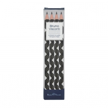 НАБОР ИЗ 4-Х КАРАНДАШЕЙ ЧЕРНОГРАФИТОВЫХ HappyGraphix Jumbo. Монохром. Зигзаг 4В, 3.5 MM арт.21-0062/28-4