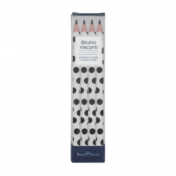 НАБОР ИЗ 4-Х КАРАНДАШЕЙ ЧЕРНОГРАФИТОВЫХ HappyGraphix Jumbo. Black polka dots 4В, 3.5 MM арт.21-0062/29-4